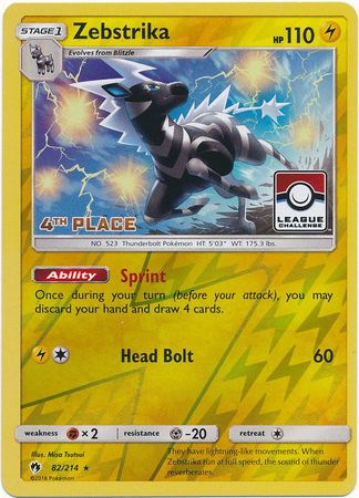 Pokemon | Zebstrika (82/214) (League Promo 4th Place) [Sun & Moon: Lost Thunder] | The Nerd Merchant