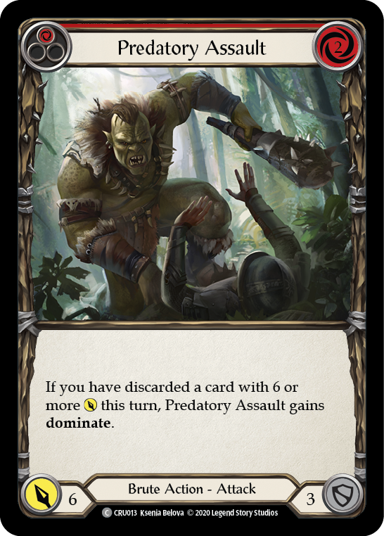 Flesh and Blood TCG | Predatory Assault (Red) [CRU013] (Crucible of War)  1st Edition Rainbow Foil | The Nerd Merchant