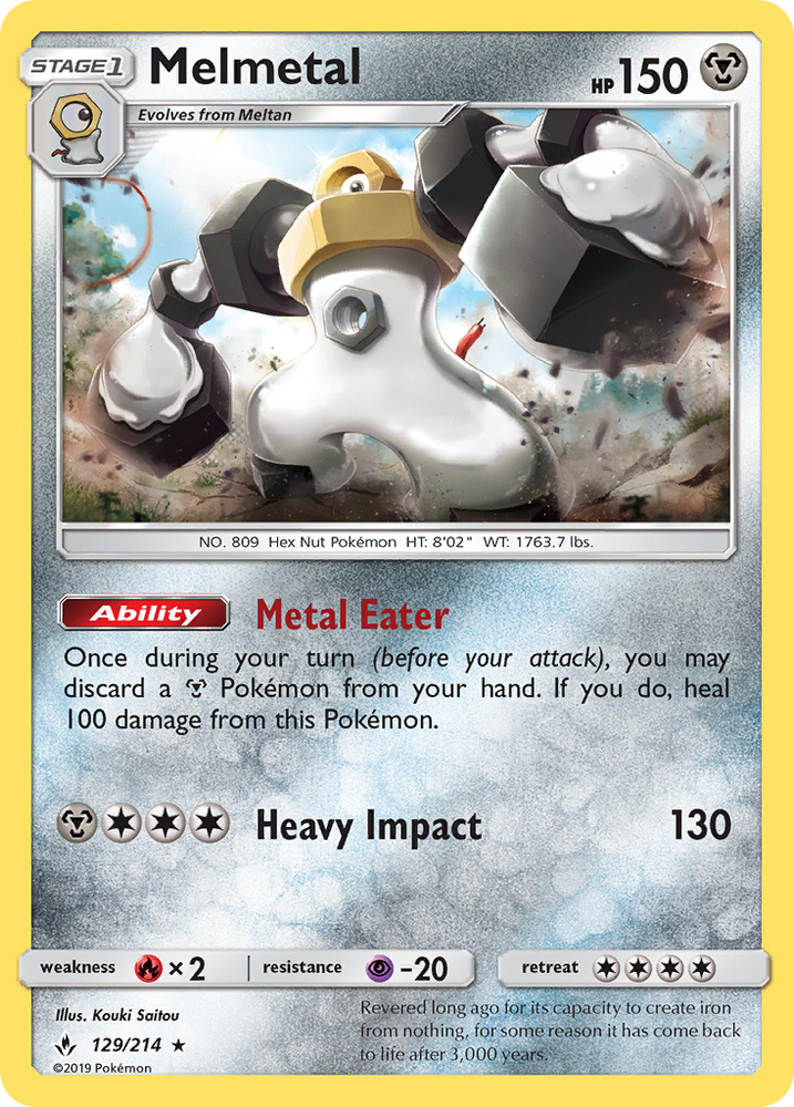 Pokemon | Melmetal (129/214) [Sun & Moon: Unbroken Bonds] | The Nerd Merchant