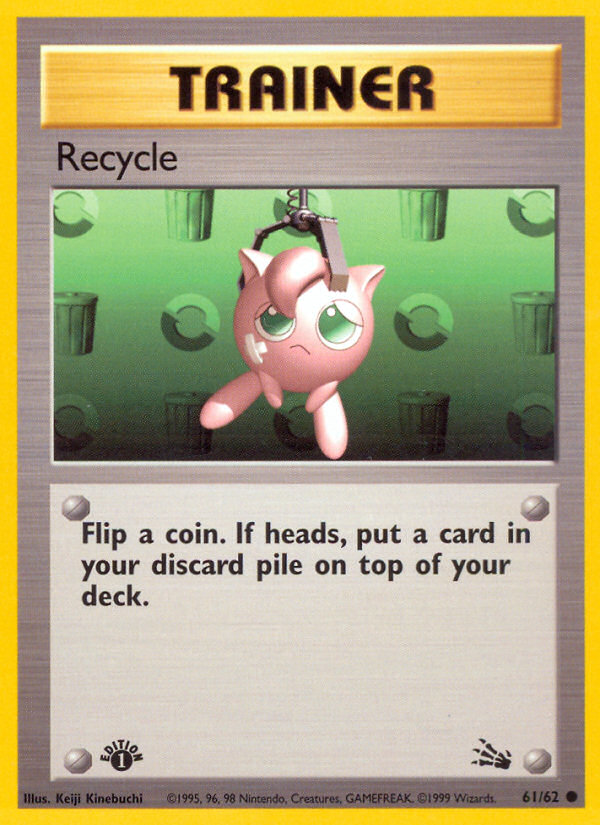Pokemon | Recycle (61/62) [Fossil 1st Edition] | The Nerd Merchant