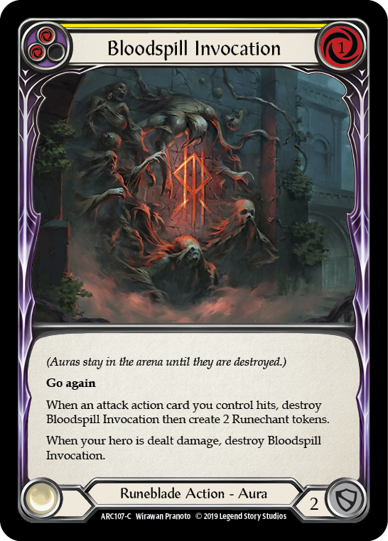 Flesh and Blood TCG | Bloodspill Invocation (Yellow) [ARC107-C] (Arcane Rising)  1st Edition Rainbow Foil | The Nerd Merchant