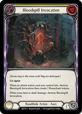 Flesh and Blood TCG | Bloodspill Invocation (Yellow) [ARC107-C] (Arcane Rising)  1st Edition Rainbow Foil | The Nerd Merchant