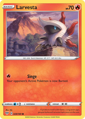 Pokemon | Larvesta (029/189) [Sword & Shield: Darkness Ablaze] | The Nerd Merchant