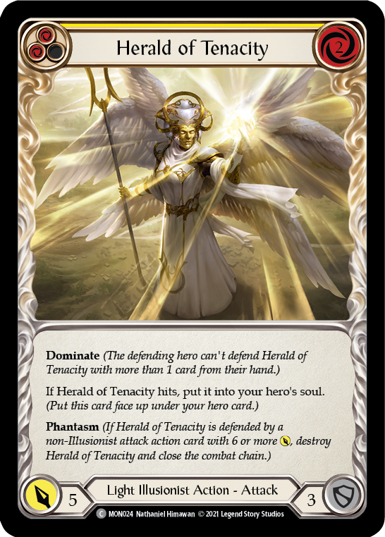 Flesh and Blood TCG | Herald of Tenacity (Yellow) [MON024] (Monarch)  1st Edition Normal | The Nerd Merchant