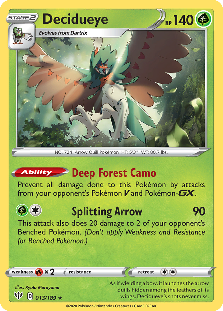 Pokemon | Decidueye (013/189) [Sword & Shield: Darkness Ablaze] | The Nerd Merchant