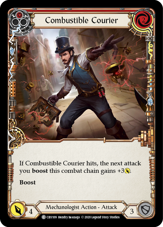 Flesh and Blood TCG | Combustible Courier (Red) [CRU109] (Crucible of War)  1st Edition Rainbow Foil | The Nerd Merchant