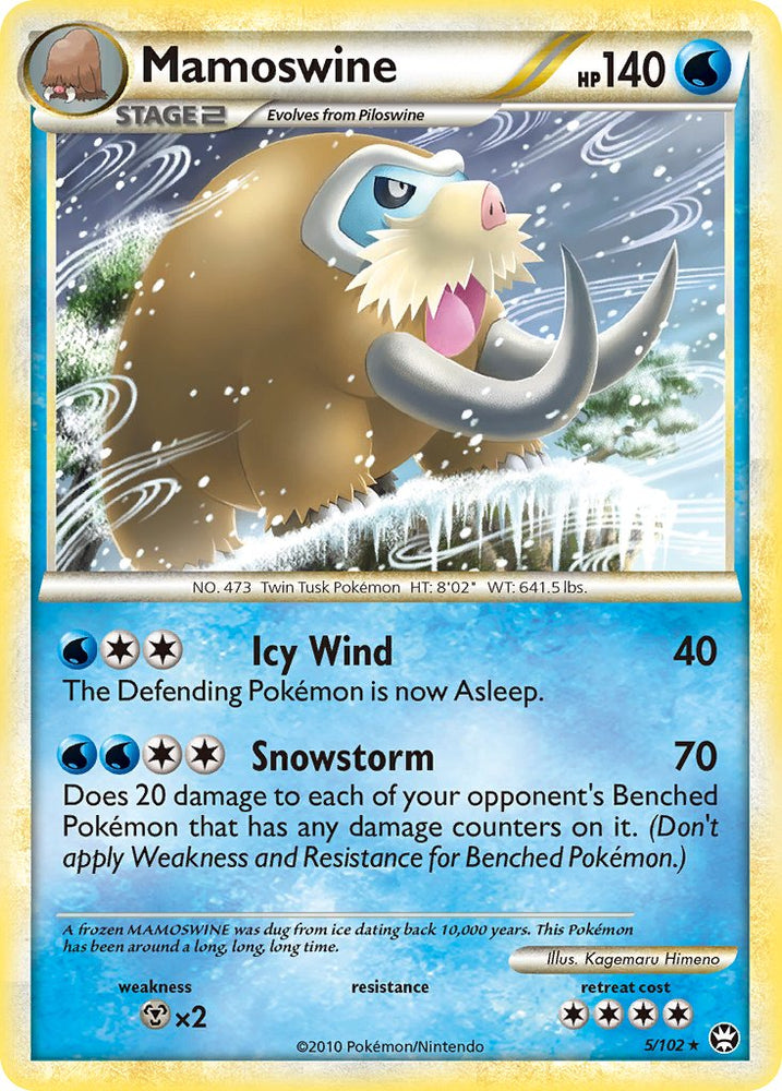 Pokemon | Mamoswine (5/102) (Cracked Ice Holo) (Theme Deck Exclusive) [HeartGold & SoulSilver: Triumphant] | The Nerd Merchant