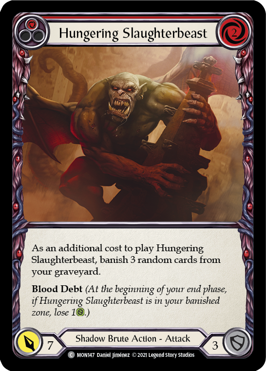 Flesh and Blood TCG | Hungering Slaughterbeast (Red) [MON147-RF] (Monarch)  1st Edition Rainbow Foil | The Nerd Merchant