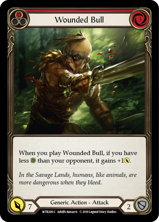 Flesh and Blood TCG | Wounded Bull (Red) [WTR200-C] (Welcome to Rathe)  Alpha Print Rainbow Foil | The Nerd Merchant