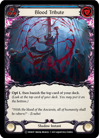 Flesh and Blood TCG | Blood Tribute (Blue) [U-MON217-RF] (Monarch Unlimited)  Unlimited Rainbow Foil | The Nerd Merchant