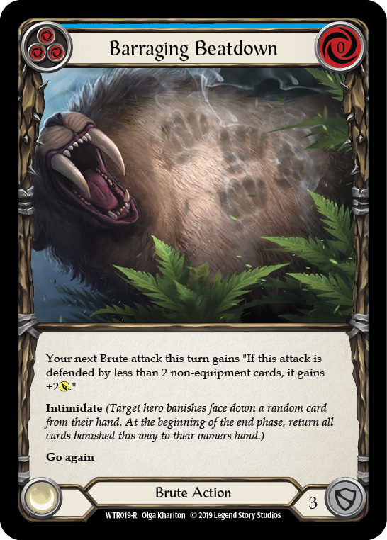 Flesh and Blood TCG | Barraging Beatdown (Blue) [WTR019-R] (Welcome to Rathe)  Alpha Print Normal | The Nerd Merchant