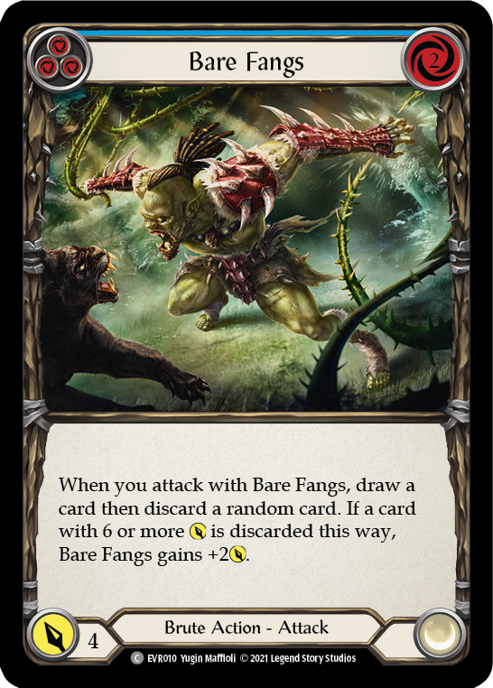 Flesh and Blood TCG | Bare Fangs (Blue) [EVR010] (Everfest)  1st Edition Rainbow Foil | The Nerd Merchant