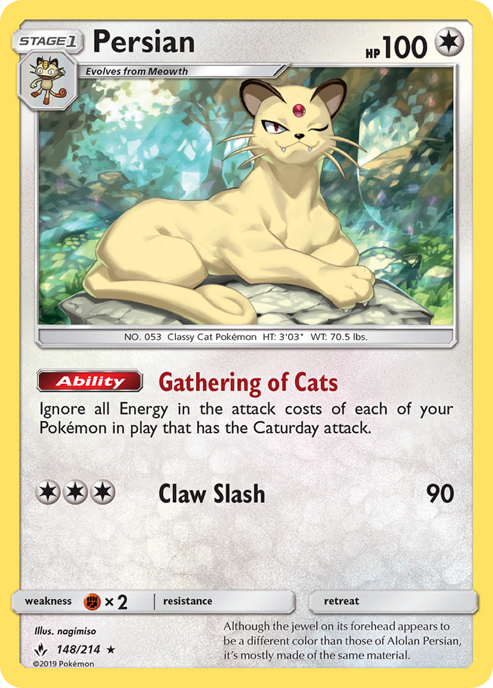 Pokemon | Persian (148/214) [Sun & Moon: Unbroken Bonds] | The Nerd Merchant