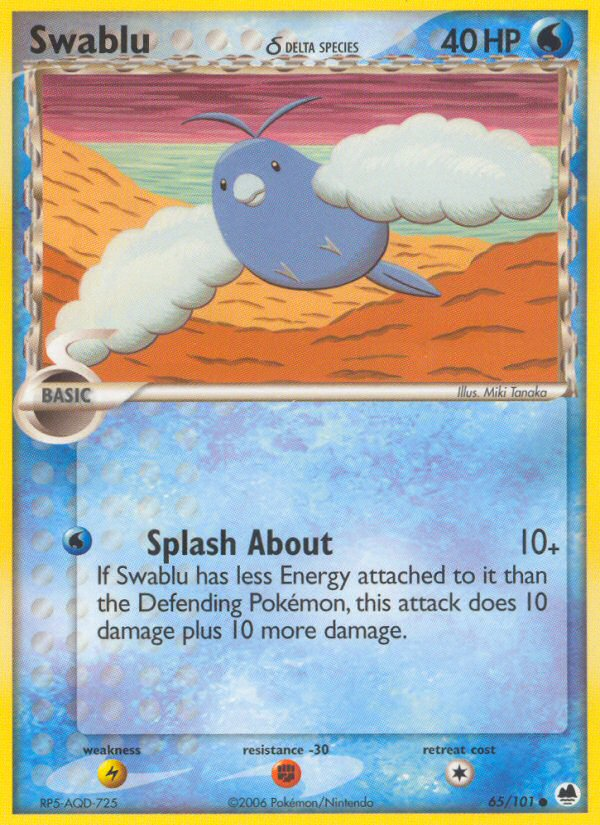 Pokemon | Swablu (65/101) (Delta Species) [EX: Dragon Frontiers] | The Nerd Merchant