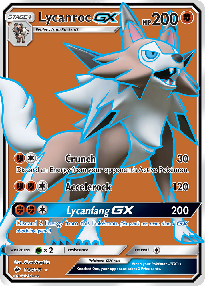 Pokemon | Lycanroc GX (136/147) [Sun & Moon: Burning Shadows] | The Nerd Merchant
