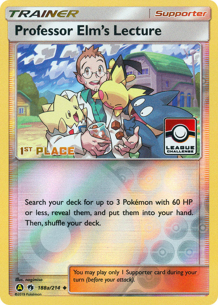 Pokemon | Professor Elm's Lecture (188a/214) (League Promo 1st Place) [Sun & Moon: Lost Thunder] | The Nerd Merchant