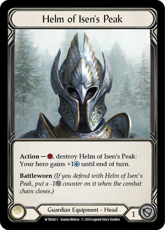 Flesh and Blood TCG | Helm of Isen's Peak [WTR042-C] (Welcome to Rathe)  Alpha Print Cold Foil | The Nerd Merchant