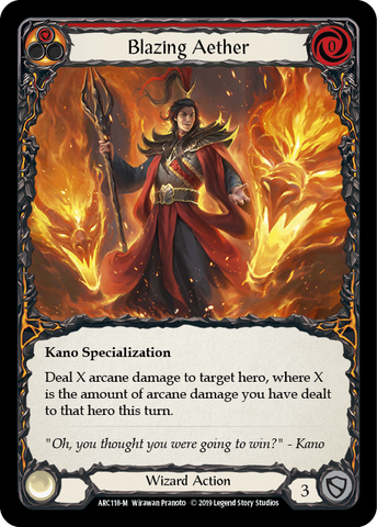 Flesh and Blood TCG | Blazing Aether [ARC118-M] (Arcane Rising)  1st Edition Rainbow Foil | The Nerd Merchant