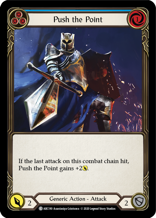 Flesh and Blood TCG | Push the Point (Blue) [U-ARC190] (Arcane Rising Unlimited)  Unlimited Rainbow Foil | The Nerd Merchant
