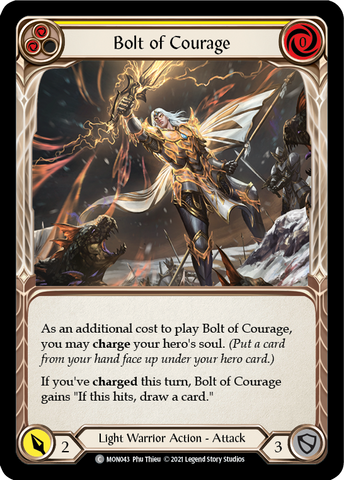 Flesh and Blood TCG | Bolt of Courage (Yellow) [MON043-RF] (Monarch)  1st Edition Rainbow Foil | The Nerd Merchant