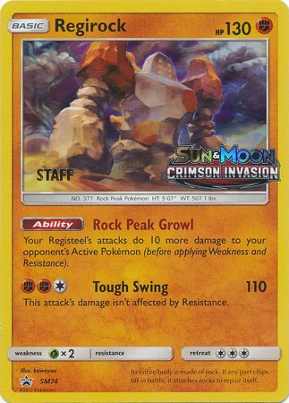 Pokemon | Regirock (SM74) (Staff Prerelease Promo) [Sun & Moon: Black Star Promos] | The Nerd Merchant