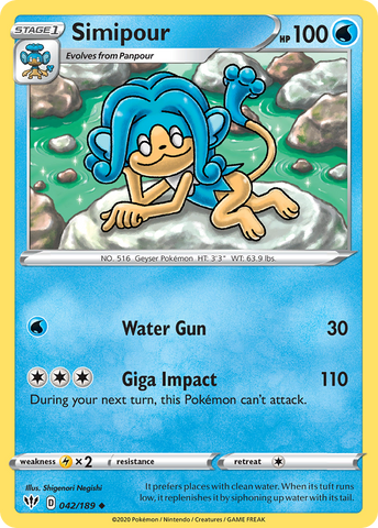 Pokemon | Simipour (042/189) [Sword & Shield: Darkness Ablaze] | The Nerd Merchant