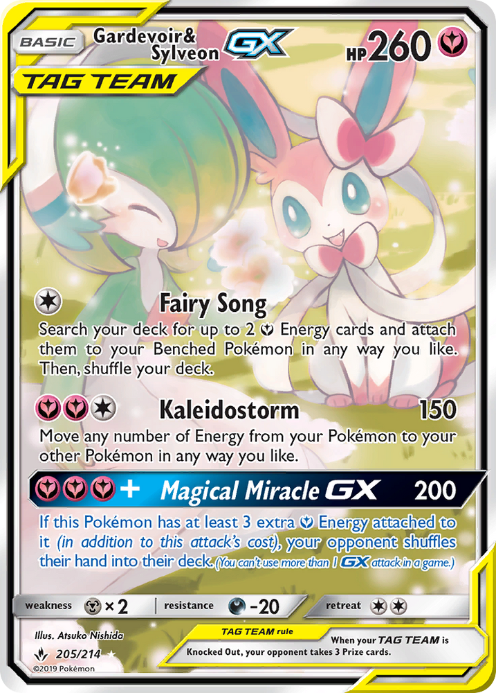 Pokemon | Gardevoir & Sylveon GX (205/214) [Sun & Moon: Unbroken Bonds] | The Nerd Merchant