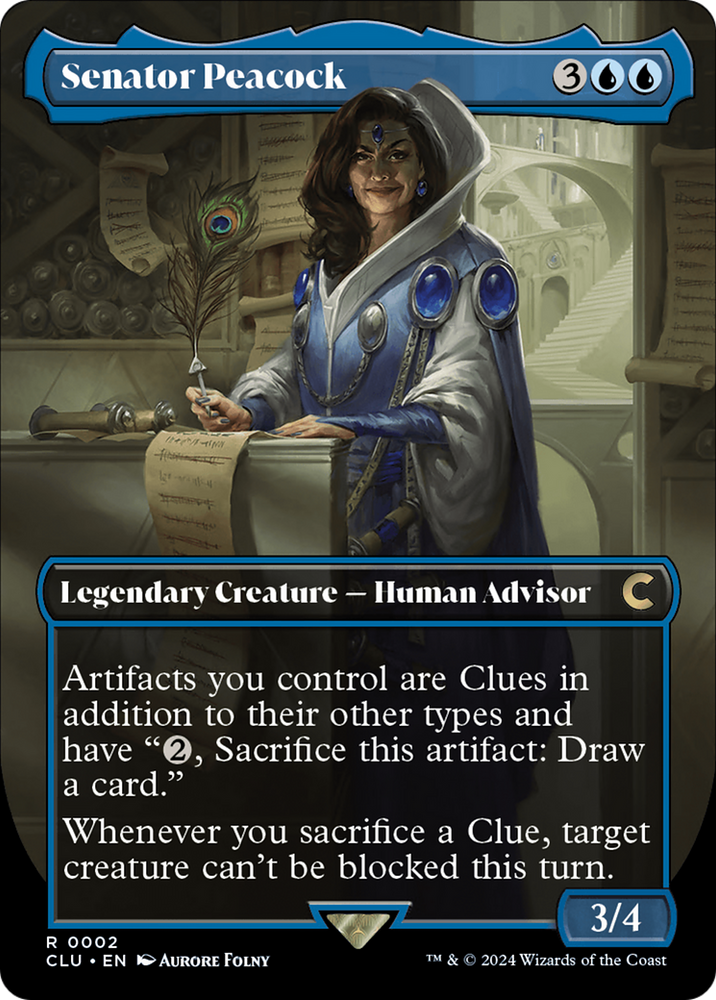 Magic | Senator Peacock (Borderless) [Ravnica: Clue Edition] | The Nerd Merchant