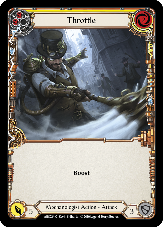 Flesh and Blood TCG | Throttle (Yellow) [ARC024-C] (Arcane Rising)  1st Edition Rainbow Foil | The Nerd Merchant