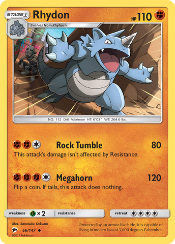 Pokemon | Rhydon (66/147) [Sun & Moon: Burning Shadows] | The Nerd Merchant