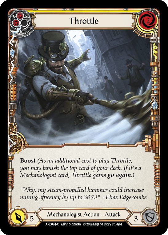 Flesh and Blood TCG | Throttle (Yellow) [ARC024-C] (Arcane Rising)  1st Edition Normal | The Nerd Merchant