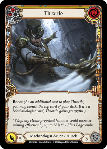 Flesh and Blood TCG | Throttle (Yellow) [ARC024-C] (Arcane Rising)  1st Edition Normal | The Nerd Merchant