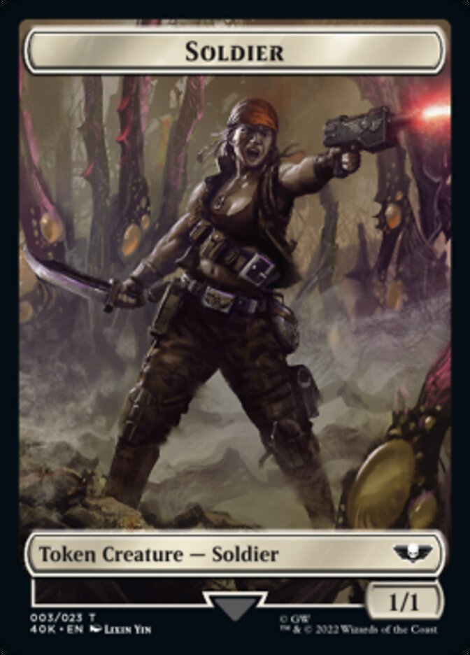 Magic | Soldier (003) // Sicarian Infiltrator Double-Sided Token (Surge Foil) [Warhammer 40,000 Tokens] | The Nerd Merchant