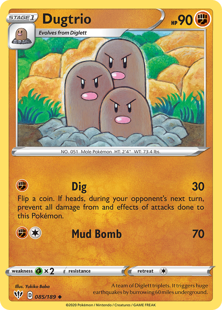 Pokemon | Dugtrio (085/189) [Sword & Shield: Darkness Ablaze] | The Nerd Merchant