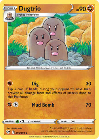 Pokemon | Dugtrio (085/189) [Sword & Shield: Darkness Ablaze] | The Nerd Merchant