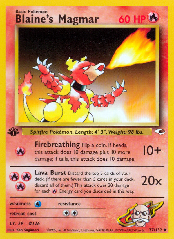 Pokemon | Blaine's Magmar (37/132) [Gym Heroes 1st Edition] | The Nerd Mechant