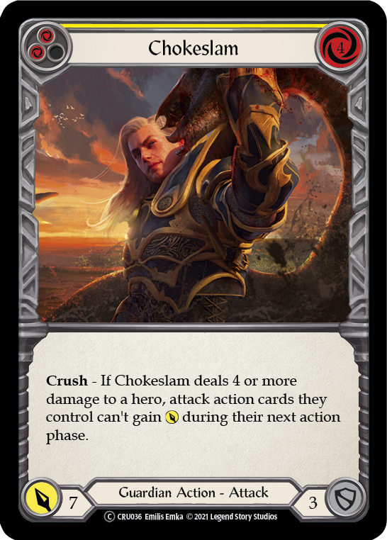Flesh and Blood TCG | Chokeslam (Yellow) [U-CRU036] (Crucible of War Unlimited)  Unlimited Rainbow Foil | The Nerd Merchant