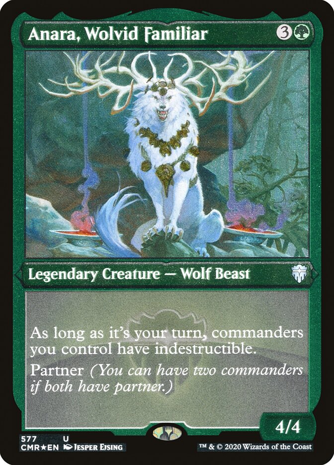 Magic | Anara, Wolvid Familiar (Etched) [Commander Legends] | The Nerd Merchant