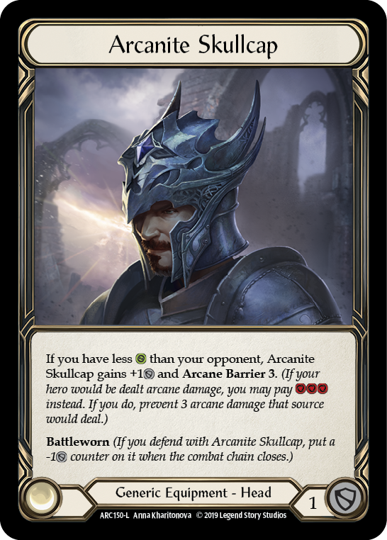 Flesh and Blood TCG | Arcanite Skullcap [ARC150-L] (Arcane Rising)  1st Edition Cold Foil | The Nerd Merchant