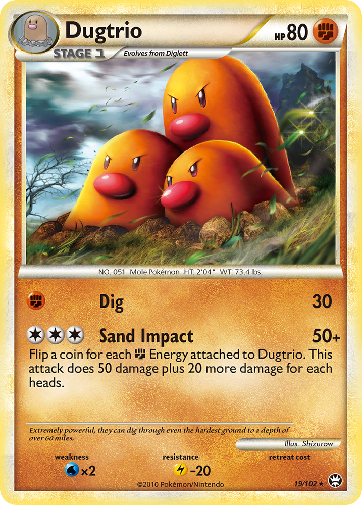 Pokemon | Dugtrio (19/102) [HeartGold & SoulSilver: Triumphant] | The Nerd Merchant