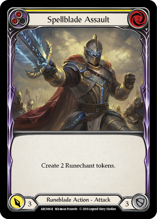 Flesh and Blood TCG | Spellblade Assault (Yellow) [ARC086-R] (Arcane Rising)  1st Edition Rainbow Foil | The Nerd Merchant