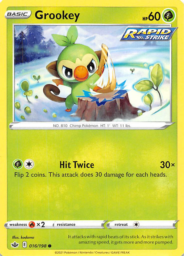 Pokemon | Grookey (016/198) [Sword & Shield: Chilling Reign] | The Nerd Merchant
