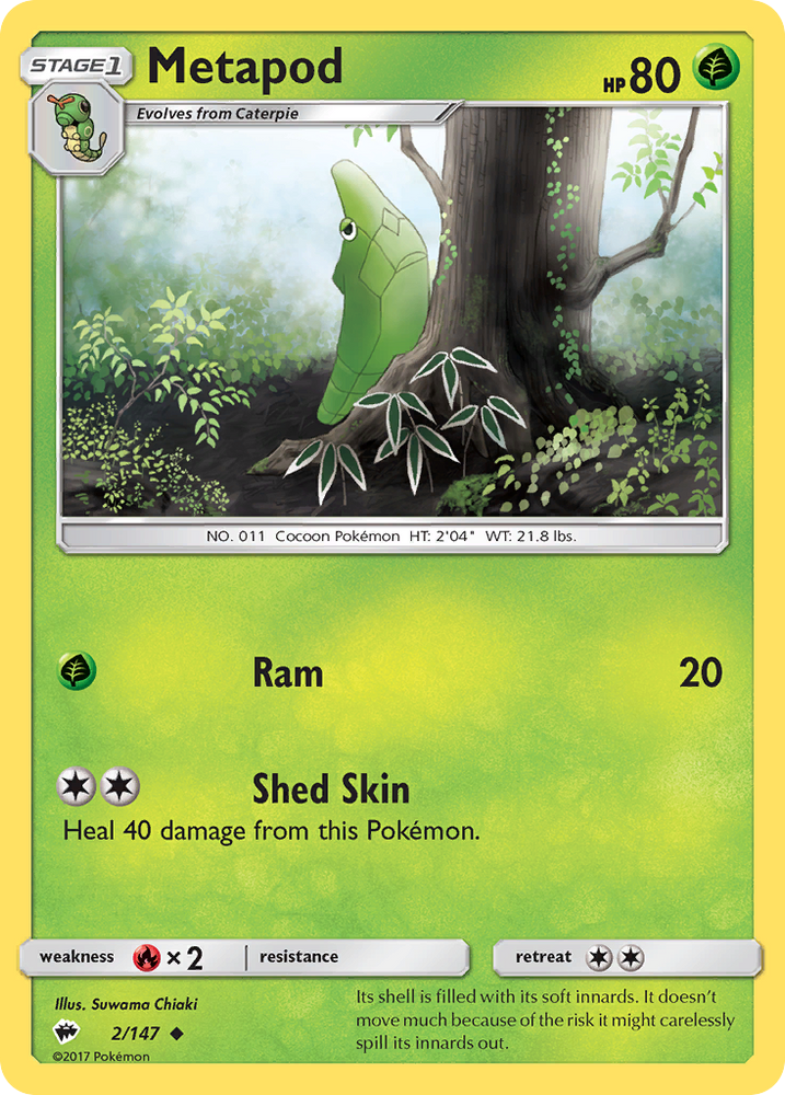 Pokemon | Metapod (2/147) [Sun & Moon: Burning Shadows] | The Nerd Merchant