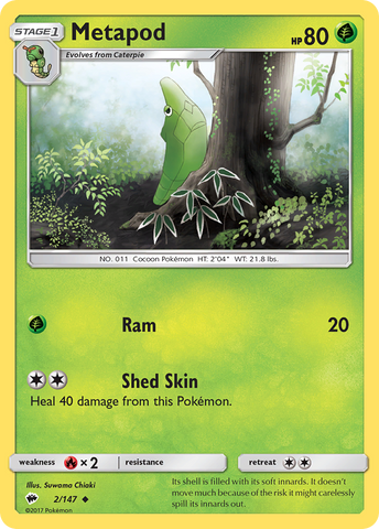 Pokemon | Metapod (2/147) [Sun & Moon: Burning Shadows] | The Nerd Merchant