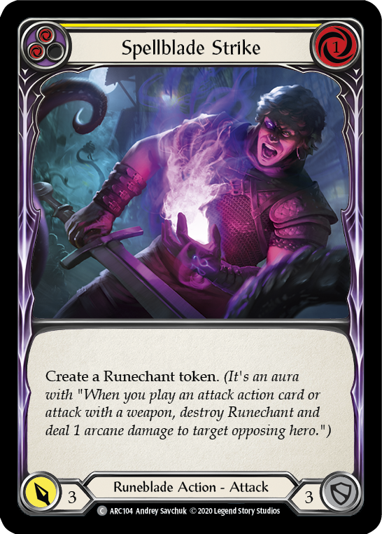 Flesh and Blood TCG | Spellblade Strike (Yellow) [U-ARC104] (Arcane Rising Unlimited)  Unlimited Rainbow Foil | The Nerd Merchant
