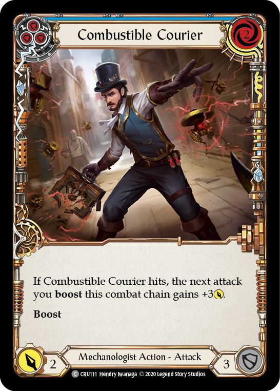Flesh and Blood TCG | Combustible Courier (Blue) [CRU111] (Crucible of War)  1st Edition Rainbow Foil | The Nerd Merchant