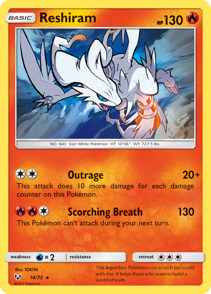 Pokemon | Reshiram (14/73) [Sun & Moon: Shining Legends] | The Nerd Merchant