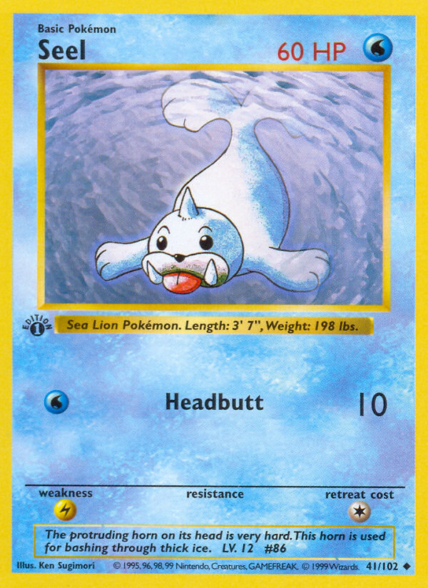 Pokemon | Seel (41/102) (Shadowless) [Base Set 1st Edition] | The Nerd Merchant)