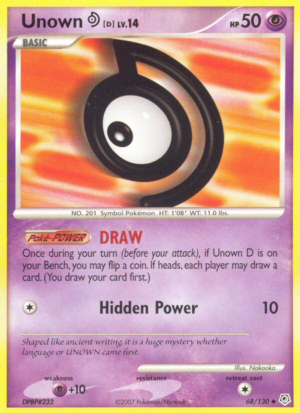 Pokemon | Unown D (68/130) [Diamond & Pearl: Base Set] | The Nerd Merchant