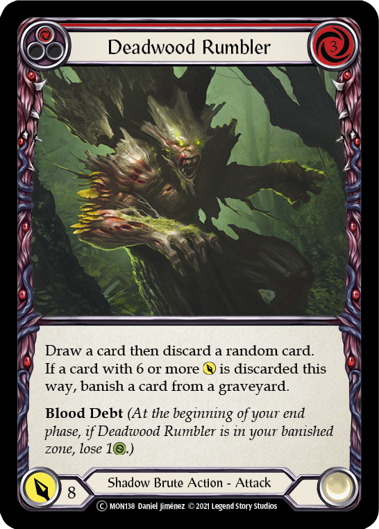 Flesh and Blood TCG | Deadwood Rumbler (Red) [U-MON138-RF] (Monarch Unlimited)  Unlimited Rainbow Foil | The Nerd Merchant